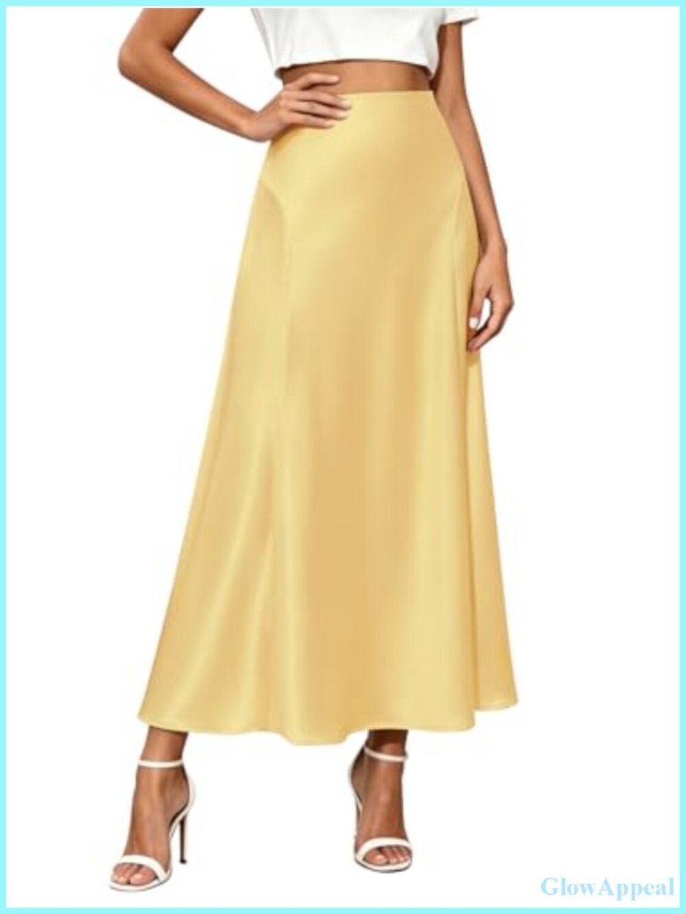 Satin Silk Maxi Skirt A-Line Flowy High Waist Long Skirt